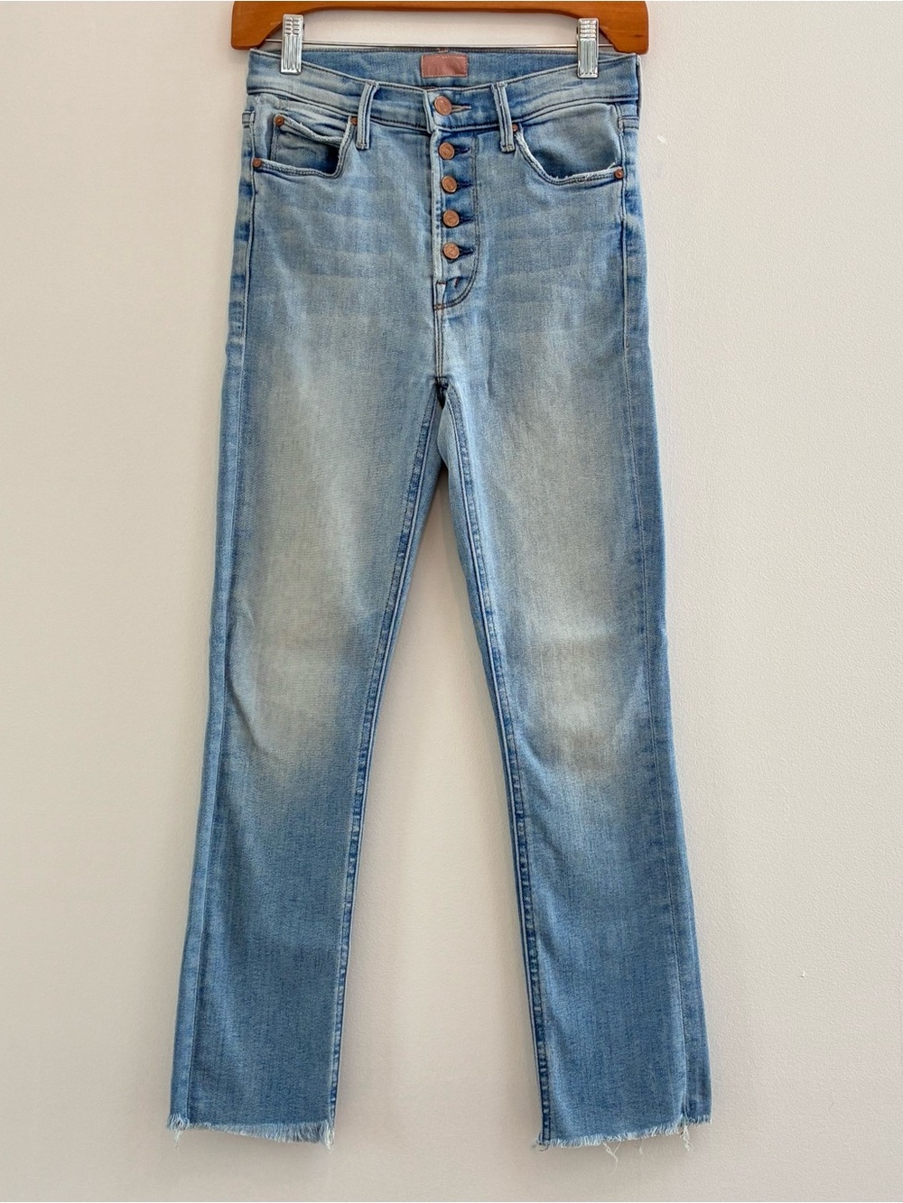 MOTHER The Pixie Dazzler Ankle Fray High-Rise Button-Fly Jeans Size 24